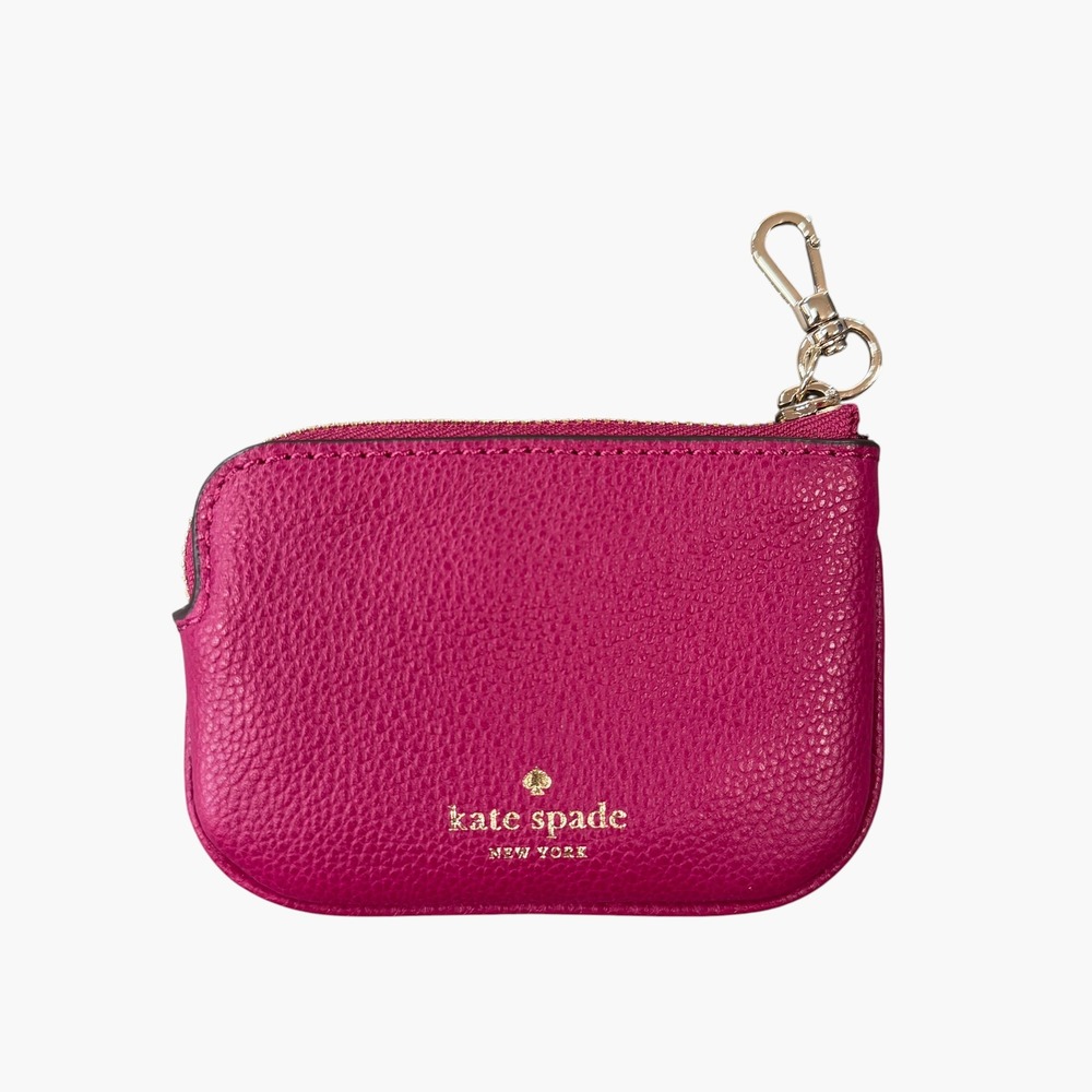 Kate Spade Womens Small Pink Pebbled Leather Coin Pouch